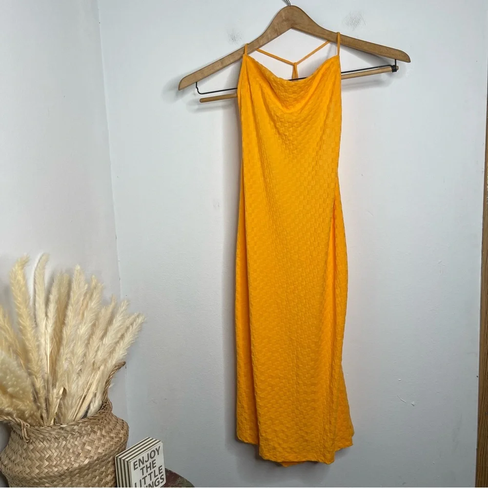 Free People BEACH Evelyn Halter Orange Square Textured
Open Back Dress XL Y2K 90 - Picture 4 of 16
